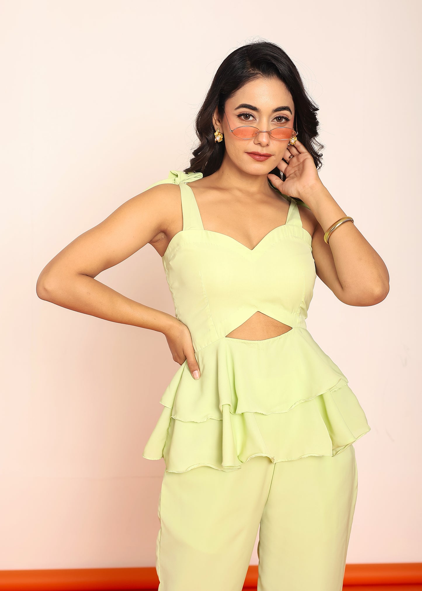 Lime green peplum top
