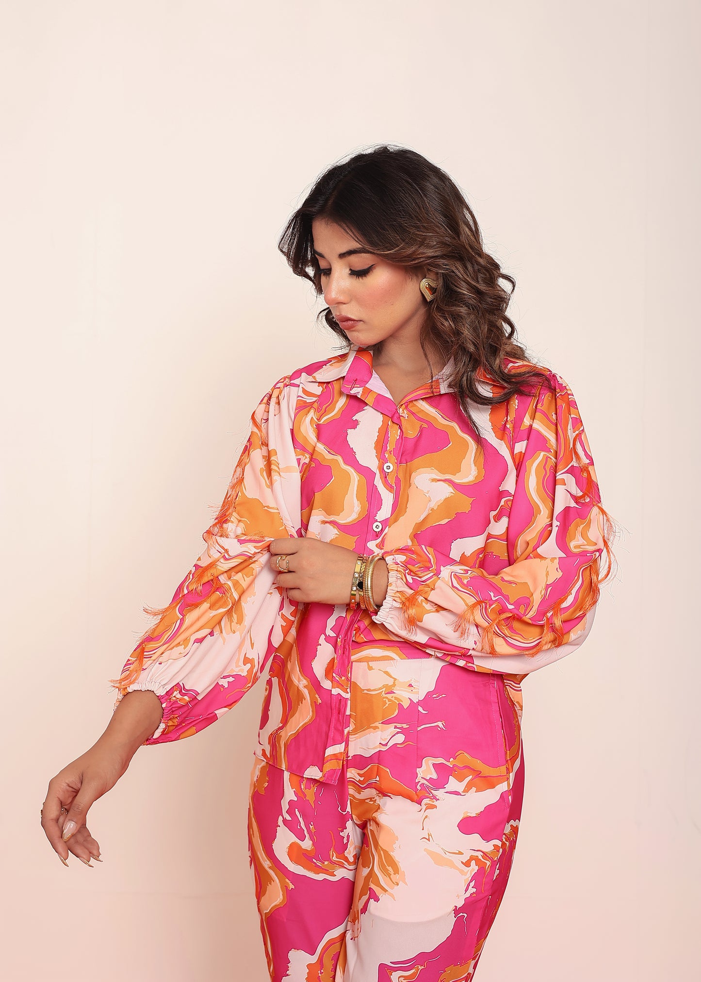 Printed puff sleeves shirt