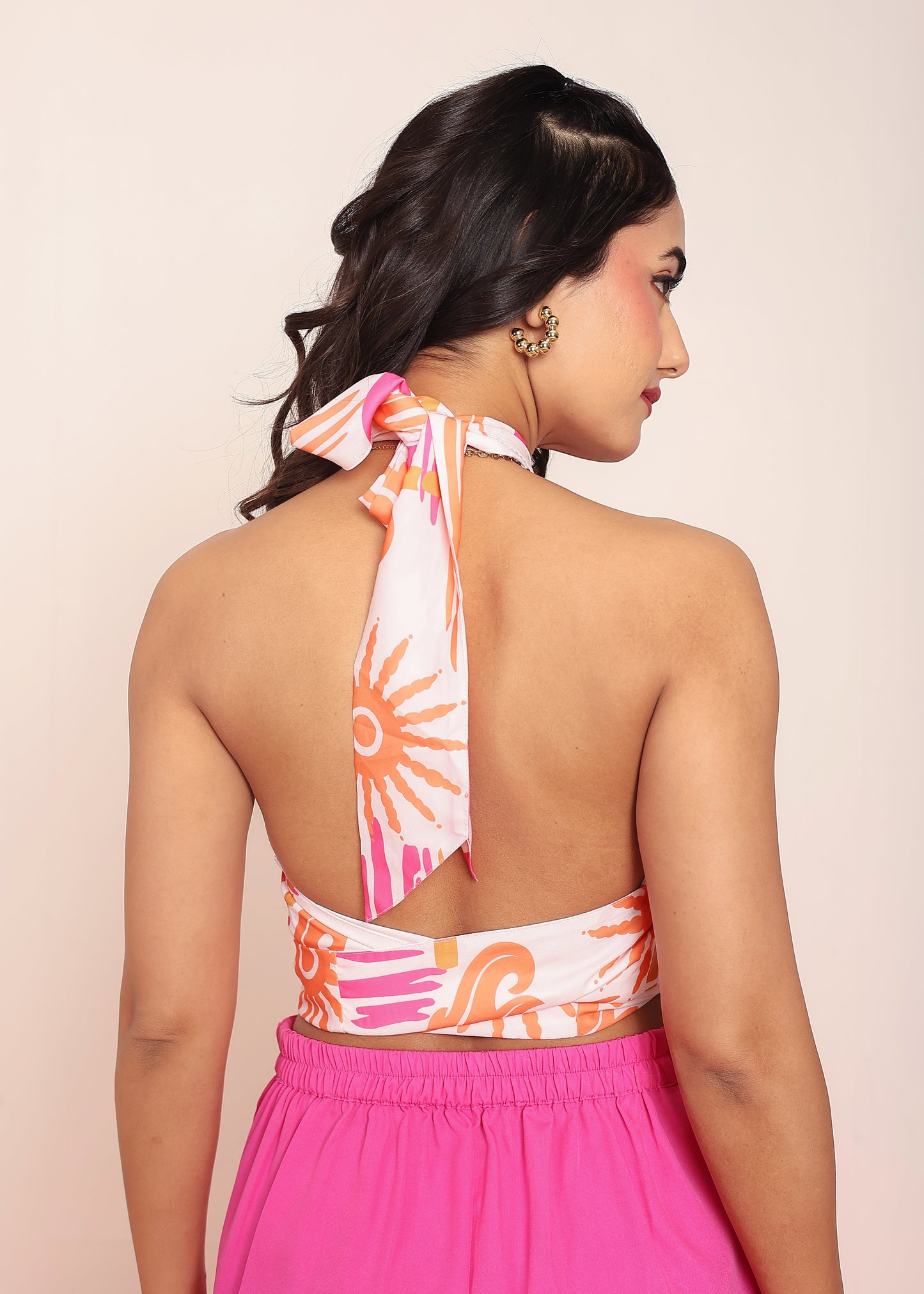 Pleated wrap-around top with shorts