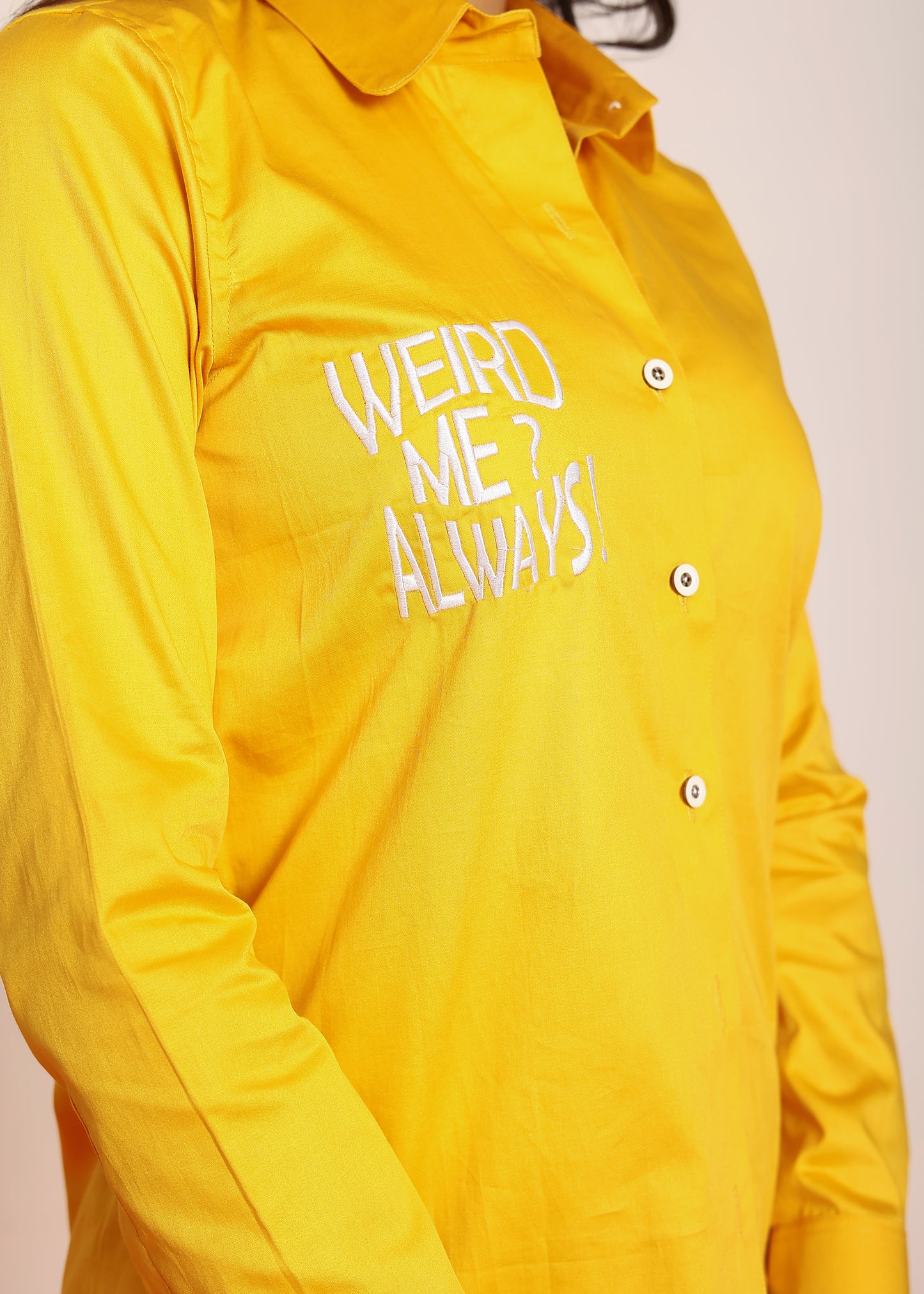 Embroidered shirt with shaped collar