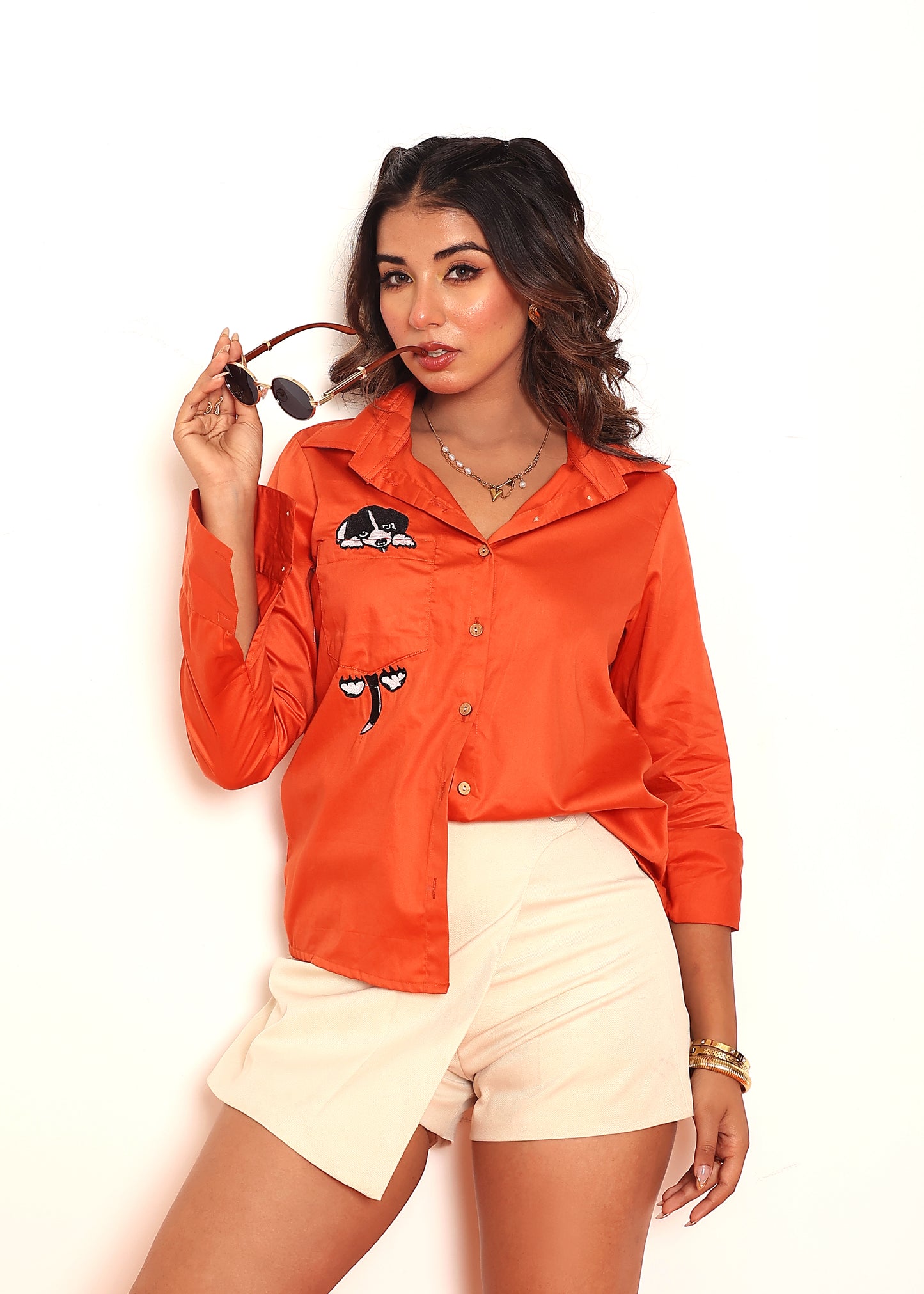 Dog embroidered shirt