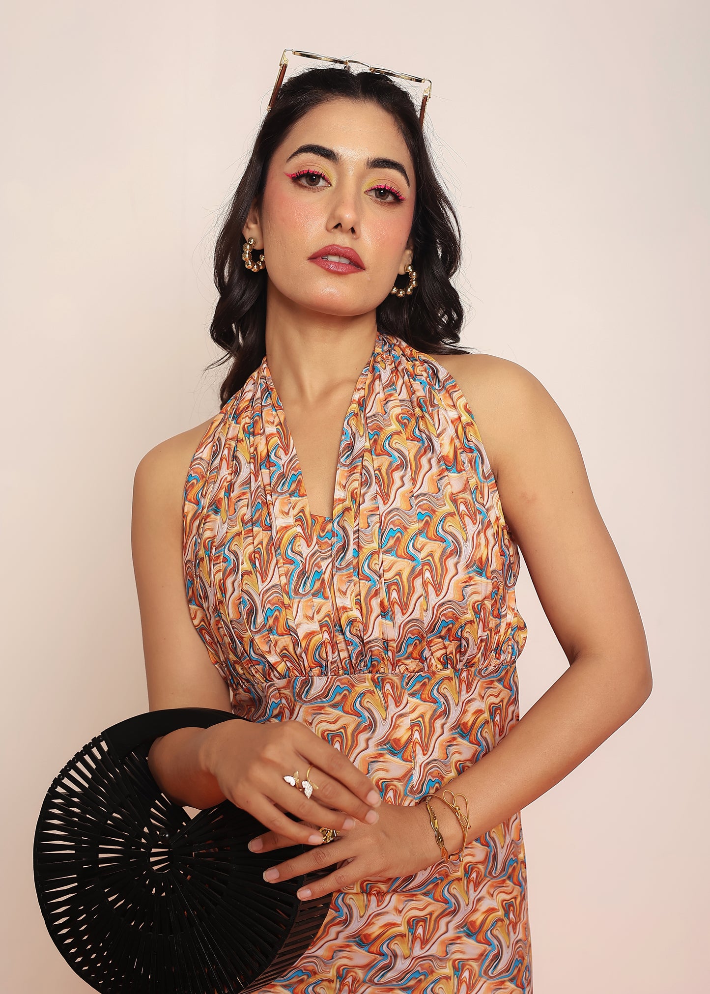 Printed maxi dress with adjustable neck strap