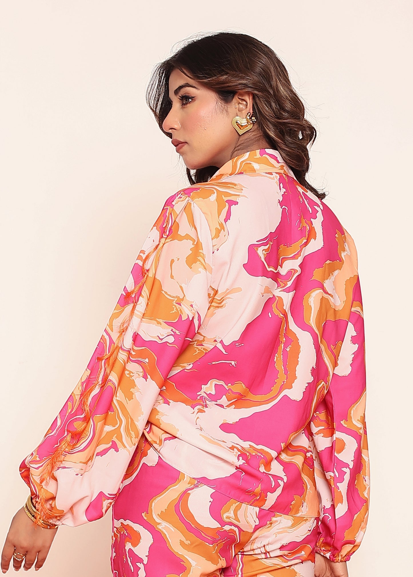 Printed puff sleeves shirt