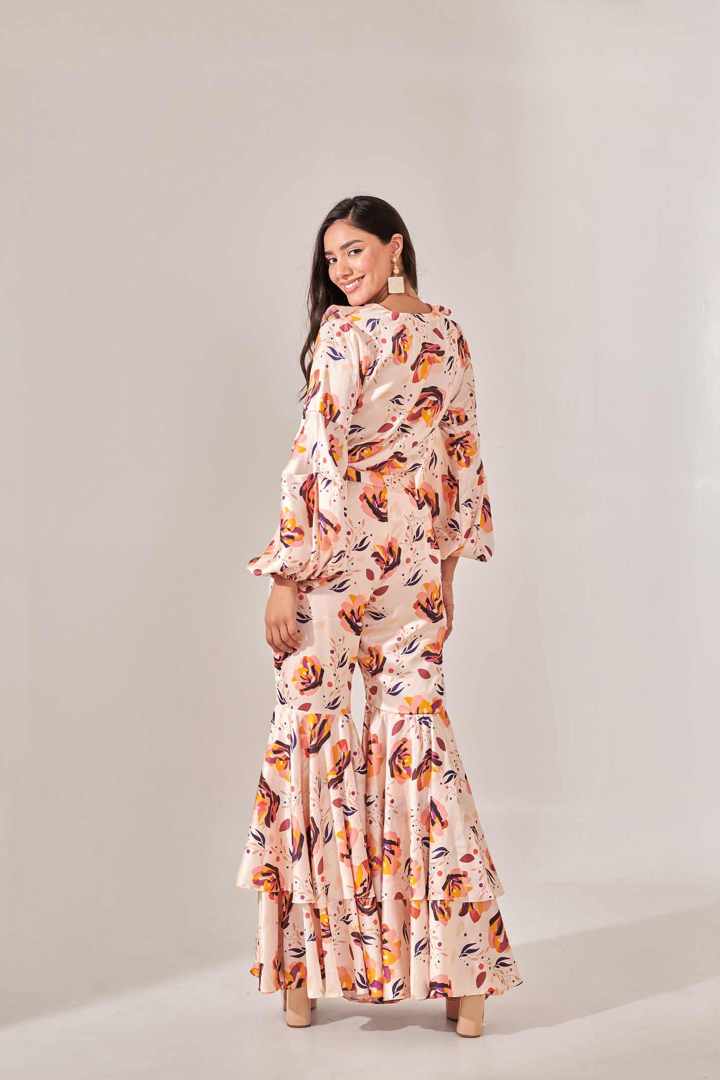 Swiss satin floral printed co-ord set