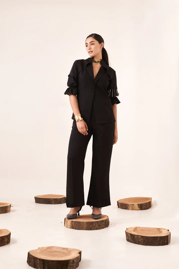 Black rhinestone blazer shirt