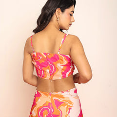 Printed jumpsuit with side waist cutouts