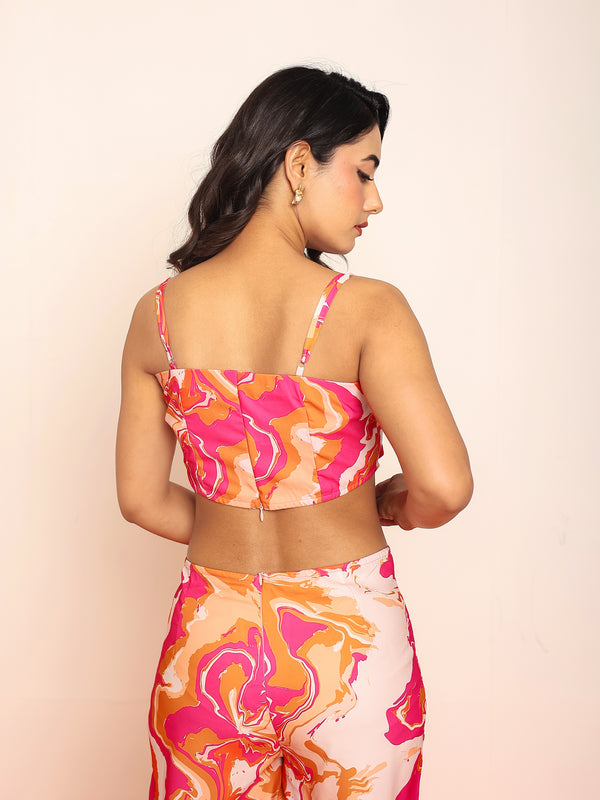 Printed jumpsuit with side waist cutouts