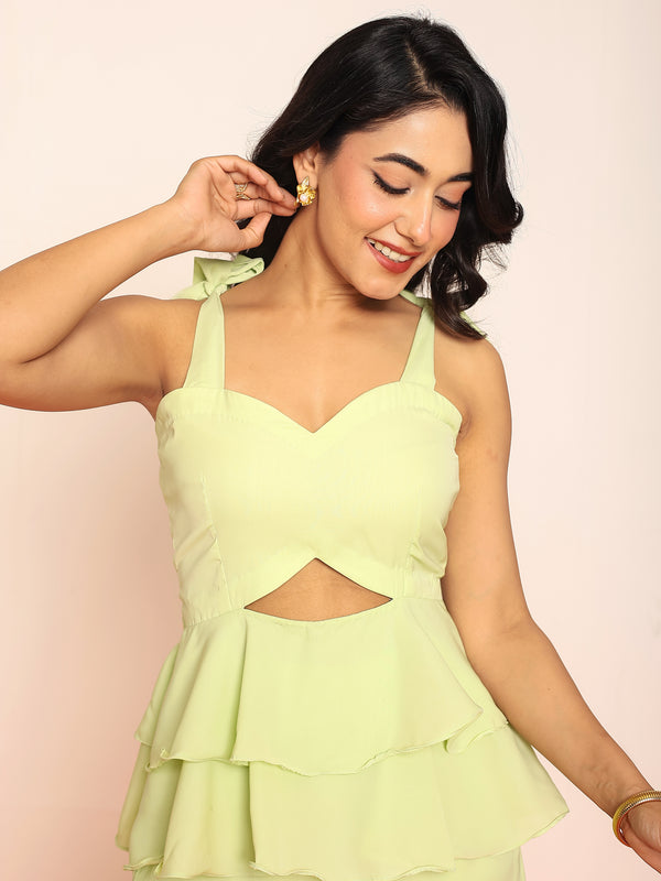 Lime green peplum top