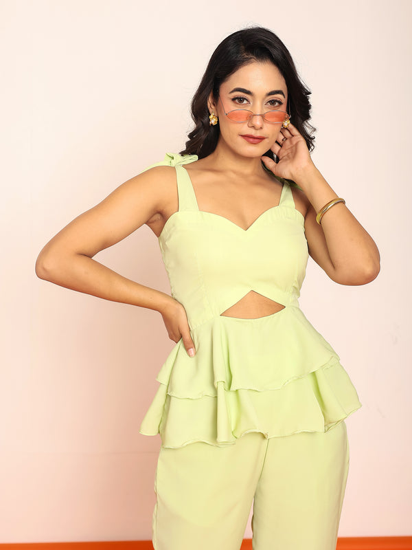 Lime green peplum top