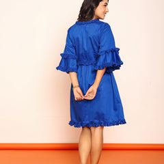 Solid ruffled mini dress