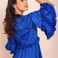 Solid ruffled mini dress