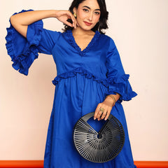 Solid ruffled mini dress