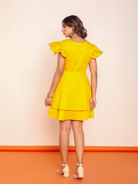 Solid tiered mini dress