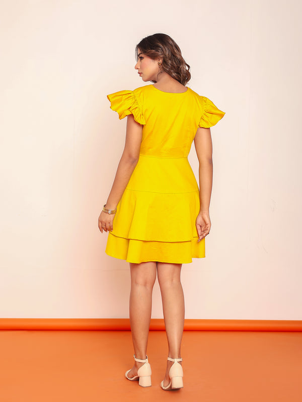 Solid tiered mini dress