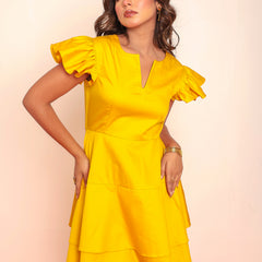 Solid tiered mini dress