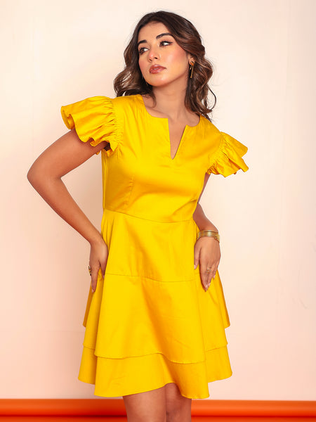 Solid tiered mini dress