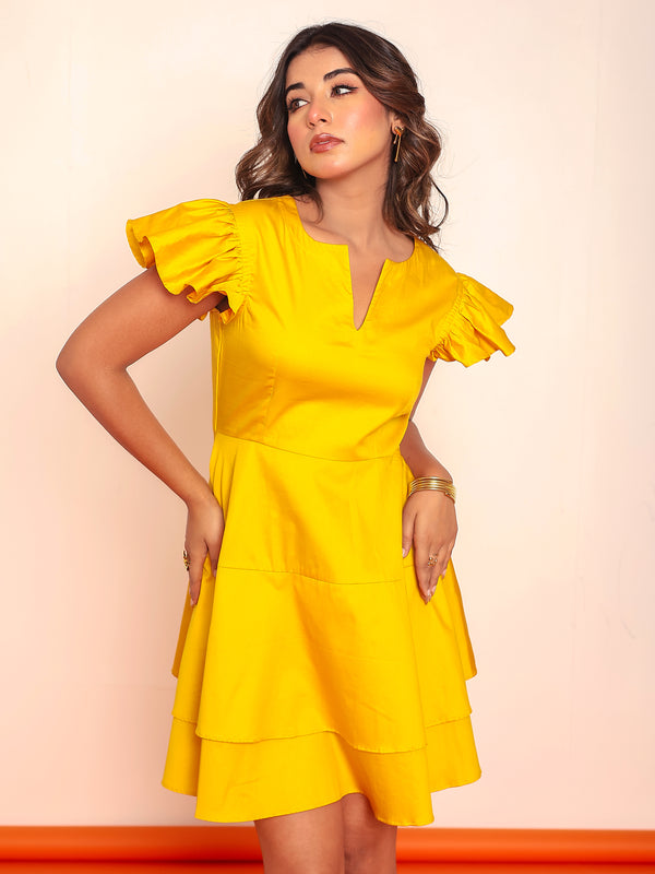 Solid tiered mini dress