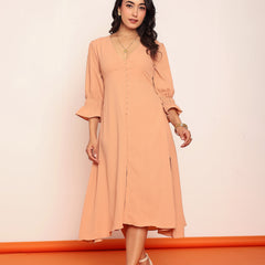 Midi dress with detailed sleeves