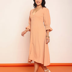 Midi dress with detailed sleeves