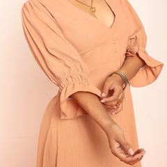 Midi dress with detailed sleeves