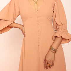 Midi dress with detailed sleeves