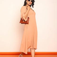 Midi dress with detailed sleeves