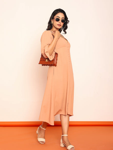 Midi dress with detailed sleeves