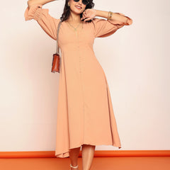 Midi dress with detailed sleeves