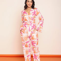 Printed pintucked pant