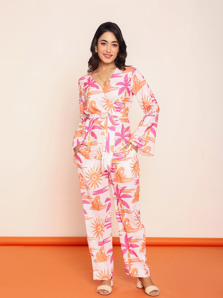 Printed pintucked pant
