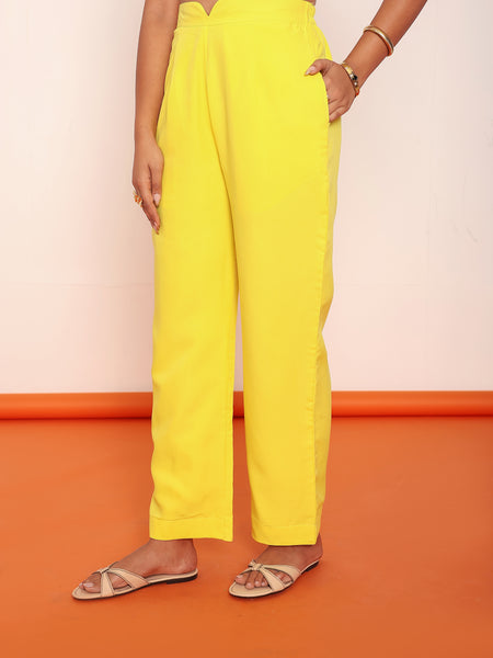 Solid bright yellow pant