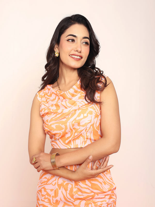 Printed cowl top