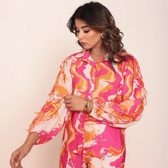 Printed  puff sleeves shirt