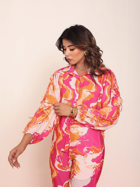 Printed  puff sleeves shirt
