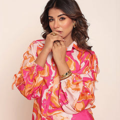 Printed  puff sleeves shirt