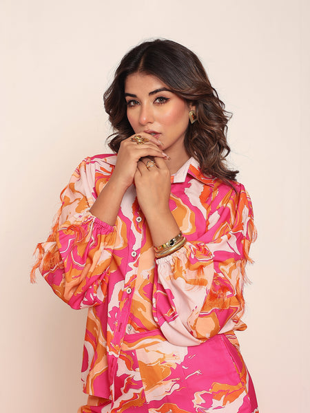 Printed  puff sleeves shirt