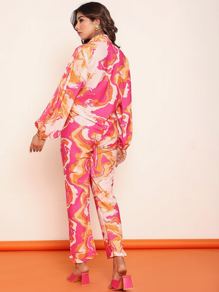 Printed co-ord set with detailed fringes