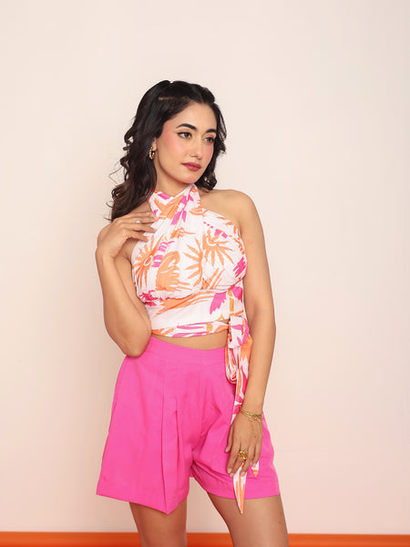 Pleated tie-up top