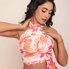 Pleated tie-up top