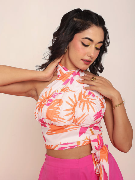 Pleated tie-up top