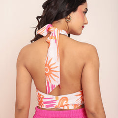 Pleated tie-up top