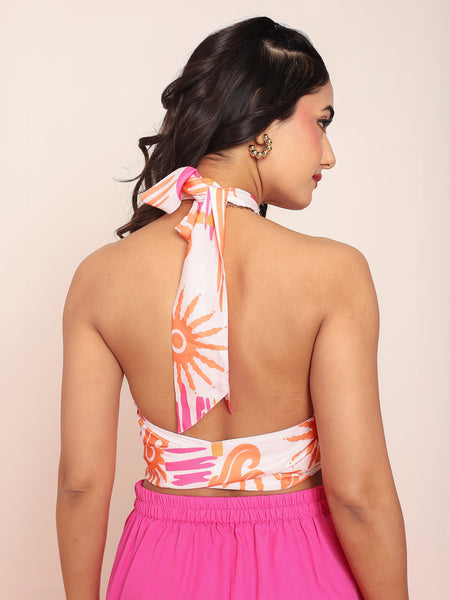Pleated tie-up top