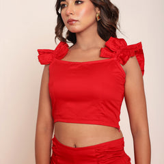 Solid ruffled top with shorts