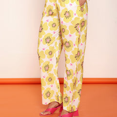 Printed pleated shirt & straight pant set
