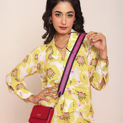 Printed pleated shirt & straight pant set