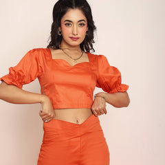 Rust floral cutout top pant set
