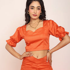 Rust floral cutout top pant set
