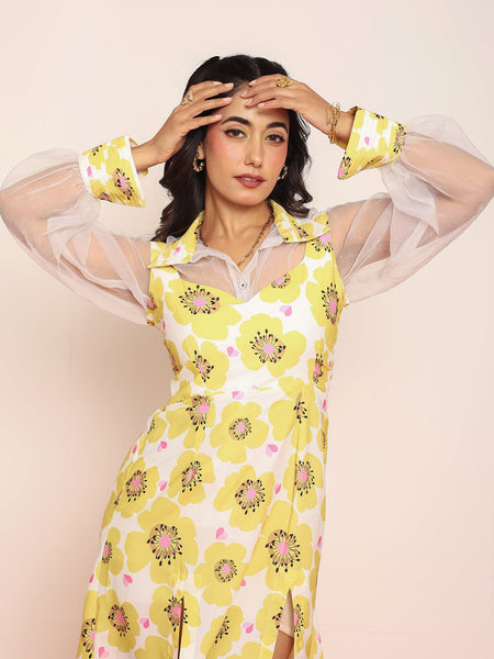 Organza shirt with printed details