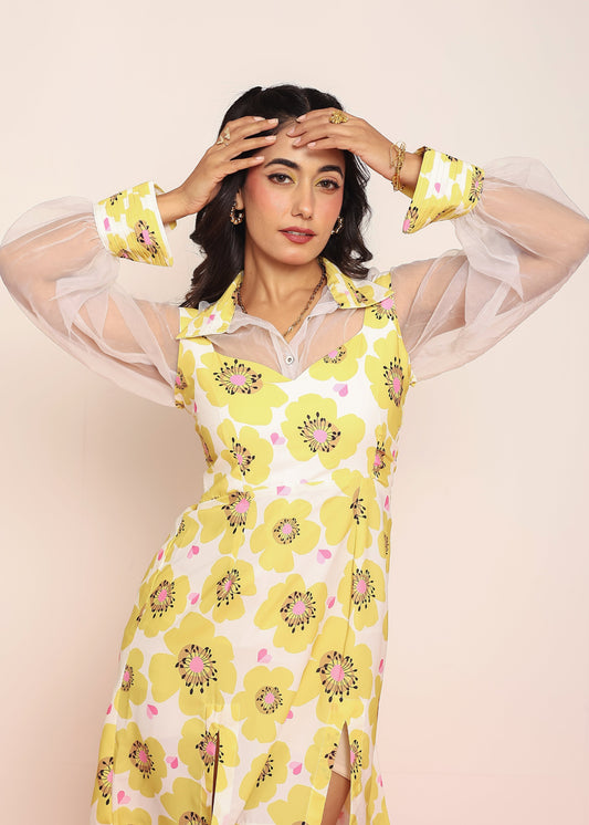 Organza shirt with printed details