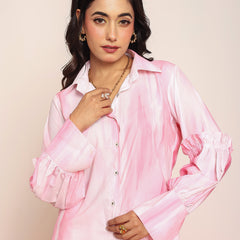 Printed pink ruffled shirt